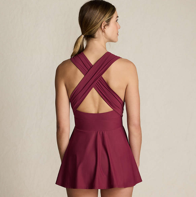 Women's Multi Way Swim Dress One Piece Swimsuit