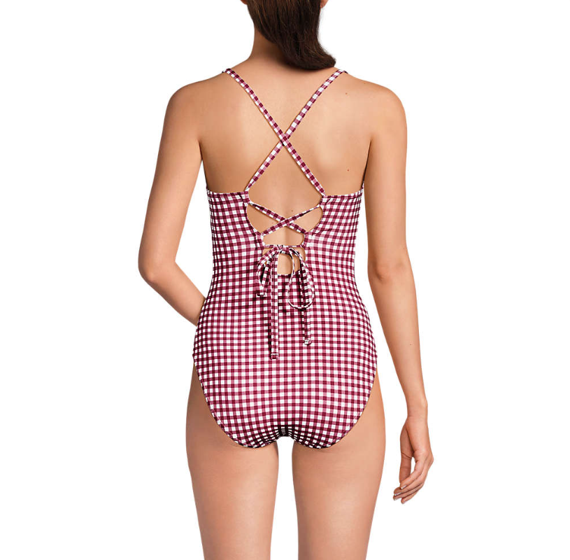 Women's Lace Up One Piece Swimsuit