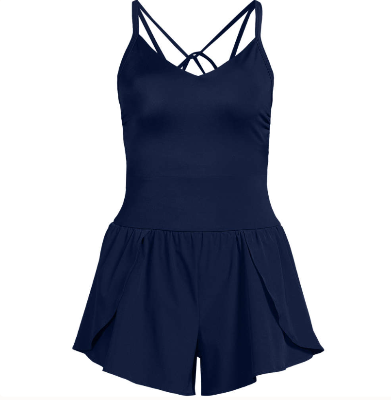 Women's Tugless Strappy X-Back Romper Swimsuit