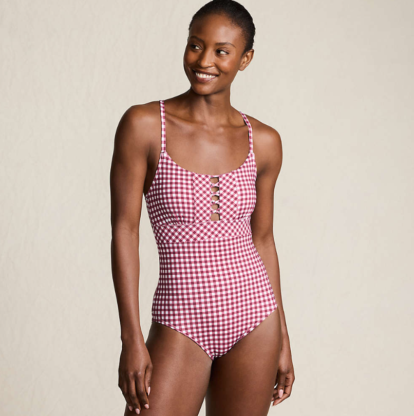 Women's Lace Up One Piece Swimsuit