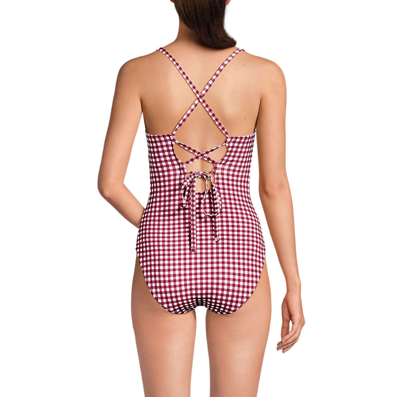 Women's Lace Up One Piece Swimsuit