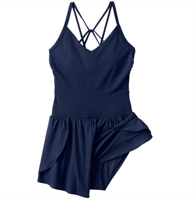 Women's Tugless Strappy X-Back Romper Swimsuit