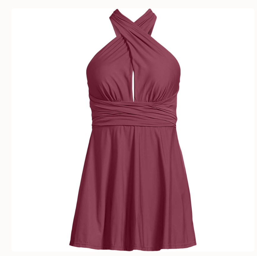 Women's Multi Way Swim Dress One Piece Swimsuit