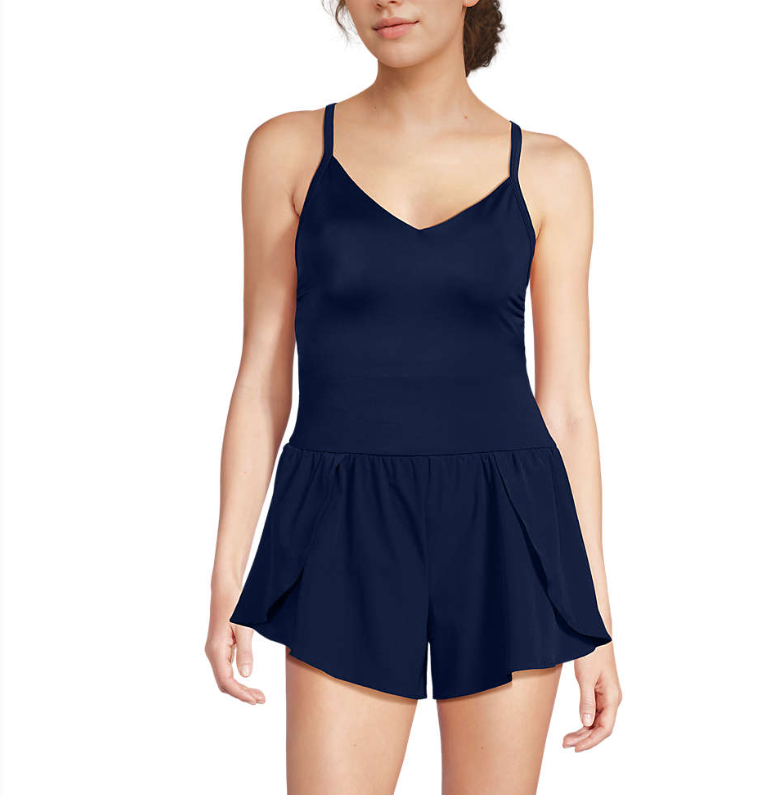 Women's Tugless Strappy X-Back Romper Swimsuit